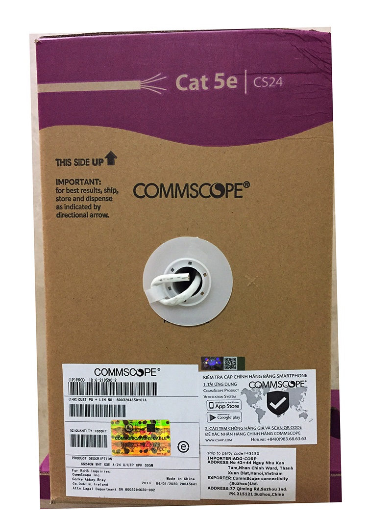 Cáp mạng AMP Commscope CAT5e (6-219590-2) (305m/cuộn)